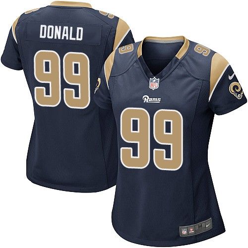 Nike Rams #99 Aaron Donald Navy Blue Team Color Women's Stitched NFL Elite Jersey
